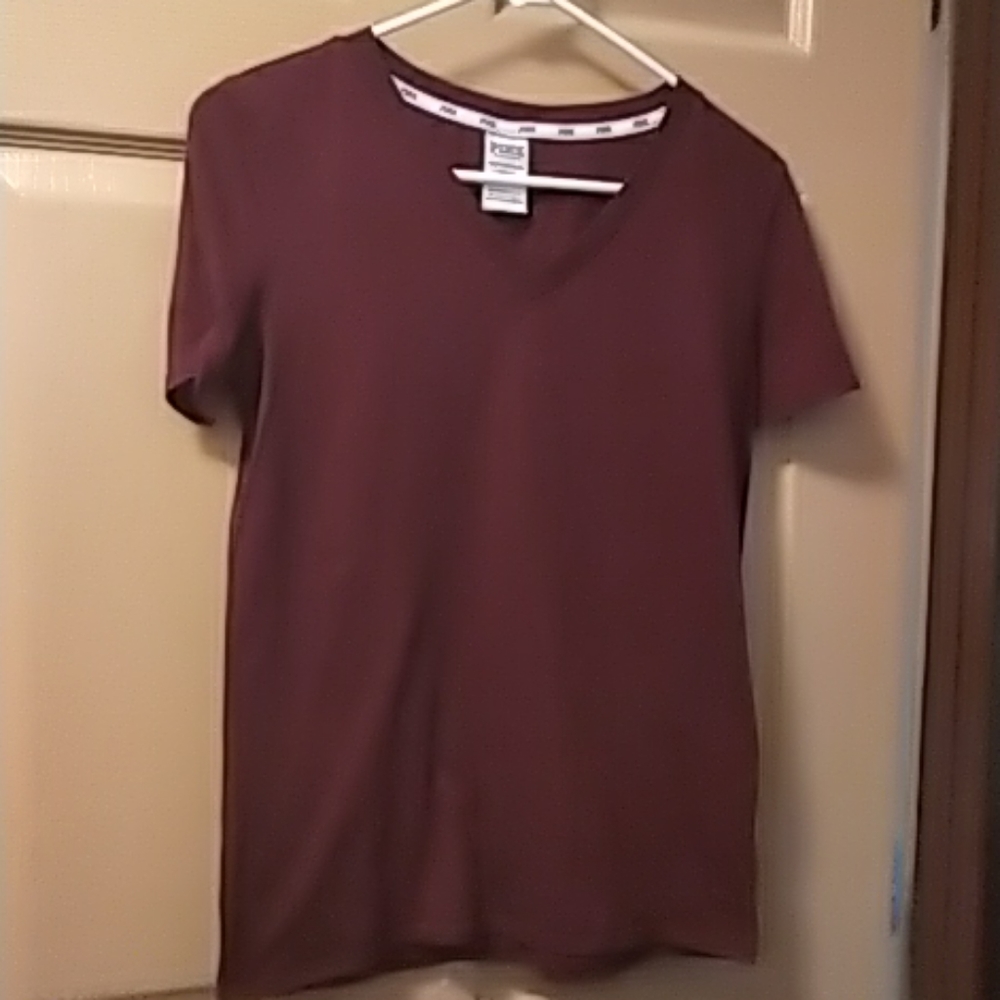 Pink Victoria Secret v neck dark red t shirt XS - Picture 2 of 7